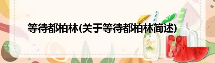 等待都柏林(关于等待都柏林简述)