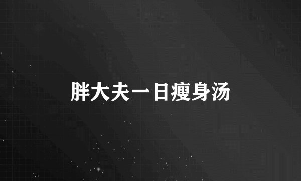 胖大夫一日瘦身汤