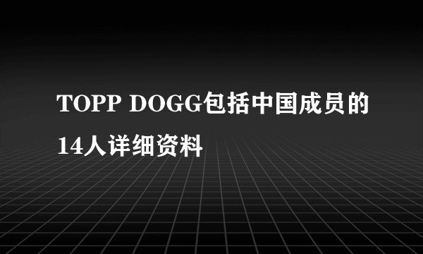 TOPP DOGG包括中国成员的14人详细资料